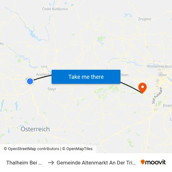 Thalheim Bei Wels to Gemeinde Altenmarkt An Der Triesting map