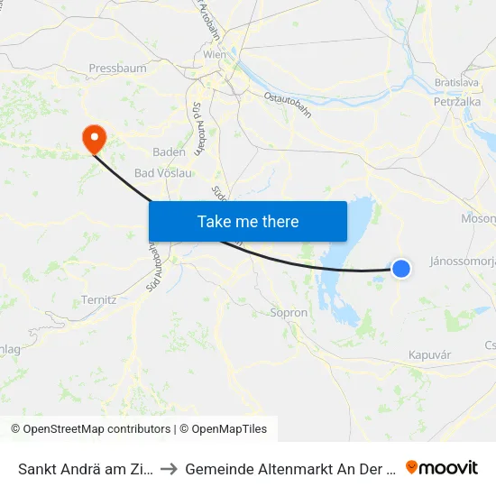 Sankt Andrä am Zicksee to Gemeinde Altenmarkt An Der Triesting map