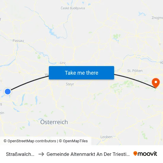 Straßwalchen to Gemeinde Altenmarkt An Der Triesting map