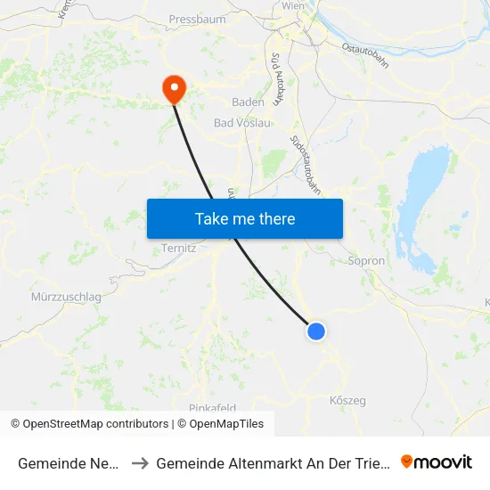 Gemeinde Neutal to Gemeinde Altenmarkt An Der Triesting map