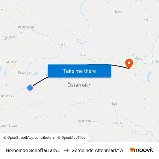 Gemeinde Scheffau am Wilden Kaiser to Gemeinde Altenmarkt An Der Triesting map