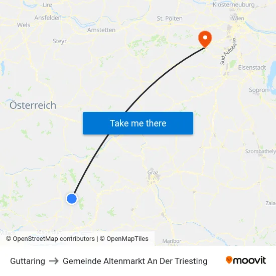 Guttaring to Gemeinde Altenmarkt An Der Triesting map