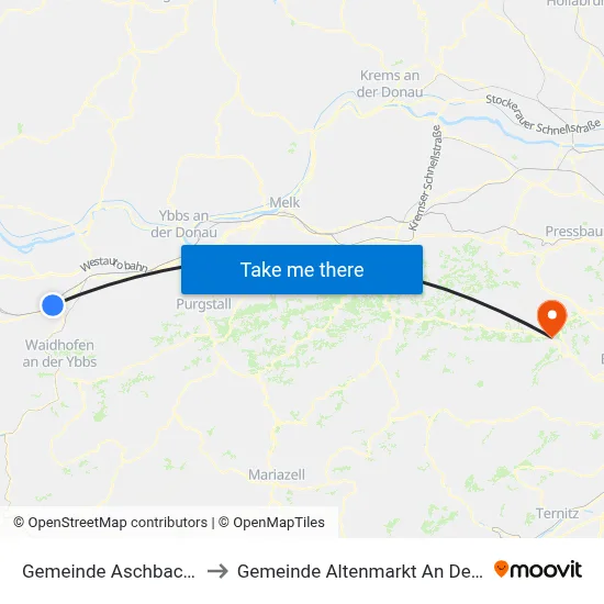 Gemeinde Aschbach-Markt to Gemeinde Altenmarkt An Der Triesting map