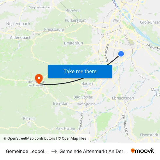 Gemeinde Leopoldsdorf to Gemeinde Altenmarkt An Der Triesting map