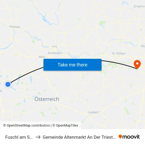 Fuschl am See to Gemeinde Altenmarkt An Der Triesting map