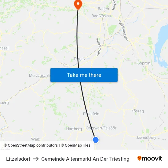 Litzelsdorf to Gemeinde Altenmarkt An Der Triesting map