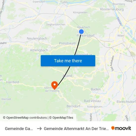 Gemeinde Gablitz to Gemeinde Altenmarkt An Der Triesting map