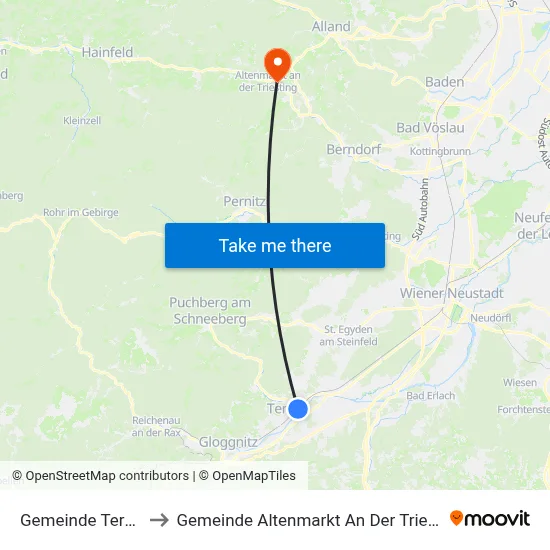 Gemeinde Ternitz to Gemeinde Altenmarkt An Der Triesting map