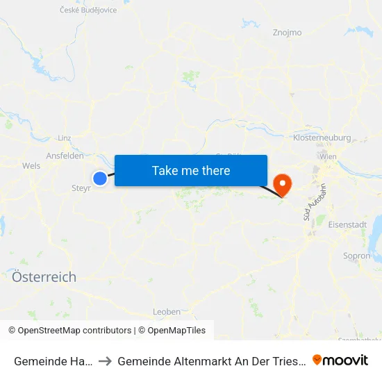 Gemeinde Haag to Gemeinde Altenmarkt An Der Triesting map