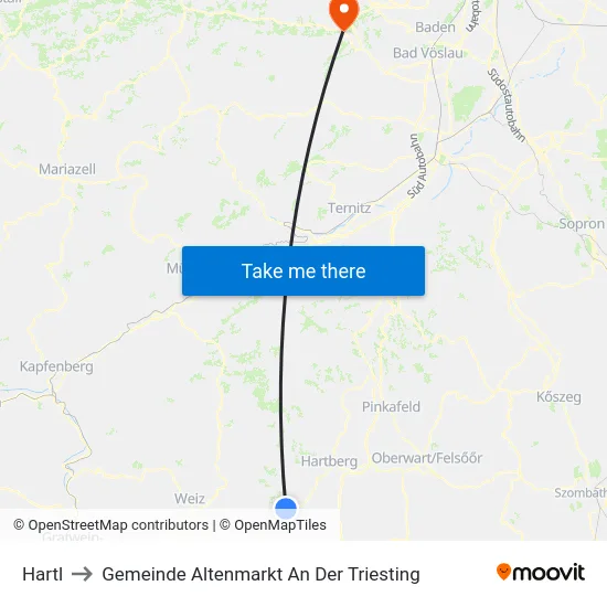 Hartl to Gemeinde Altenmarkt An Der Triesting map