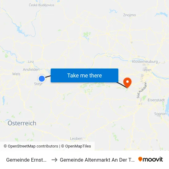 Gemeinde Ernsthofen to Gemeinde Altenmarkt An Der Triesting map