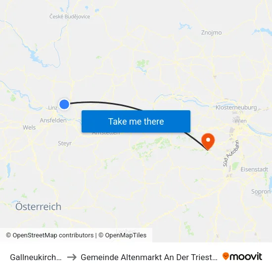 Gallneukirchen to Gemeinde Altenmarkt An Der Triesting map