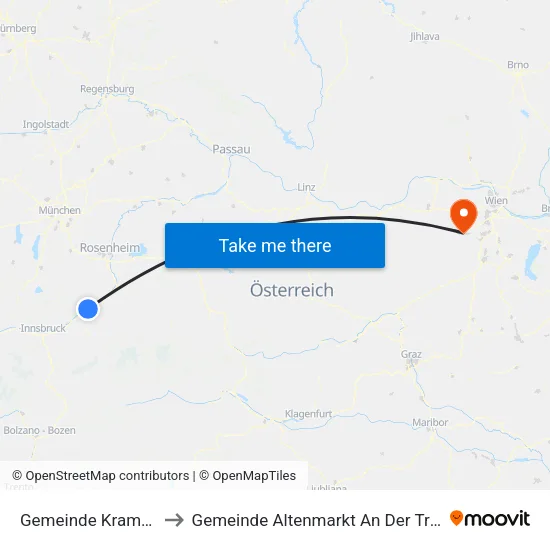 Gemeinde Kramsach to Gemeinde Altenmarkt An Der Triesting map