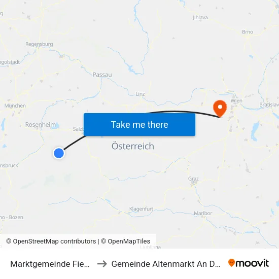 Marktgemeinde Fieberbrunn to Gemeinde Altenmarkt An Der Triesting map
