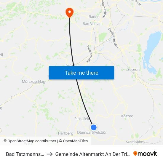 Bad Tatzmannsdorf to Gemeinde Altenmarkt An Der Triesting map