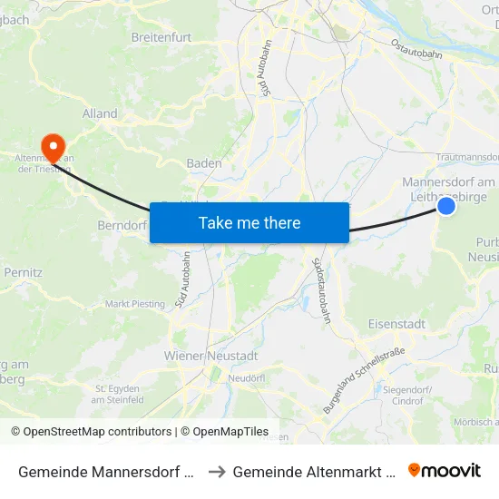 Gemeinde Mannersdorf am Leithagebirge to Gemeinde Altenmarkt An Der Triesting map