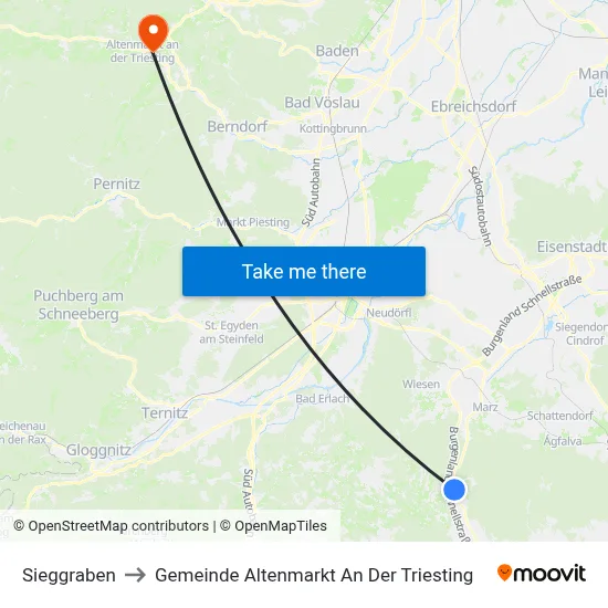 Sieggraben to Gemeinde Altenmarkt An Der Triesting map