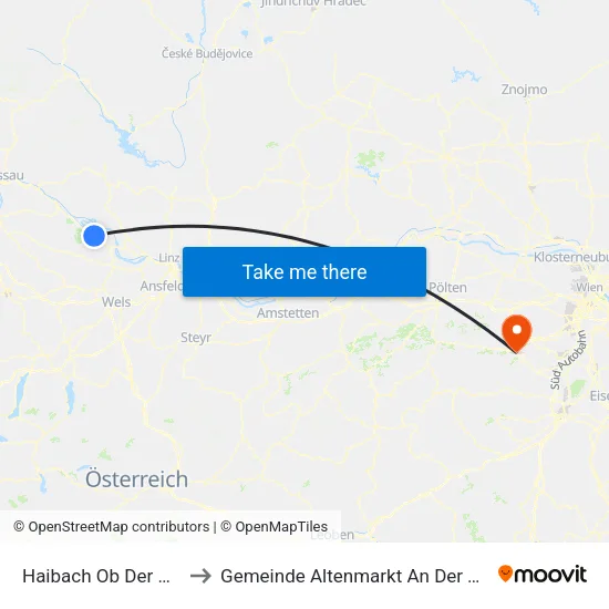 Haibach Ob Der Donau to Gemeinde Altenmarkt An Der Triesting map