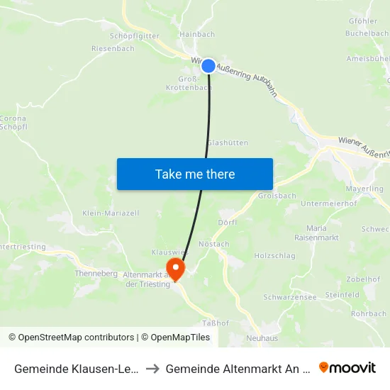 Gemeinde Klausen-Leopoldsdorf to Gemeinde Altenmarkt An Der Triesting map