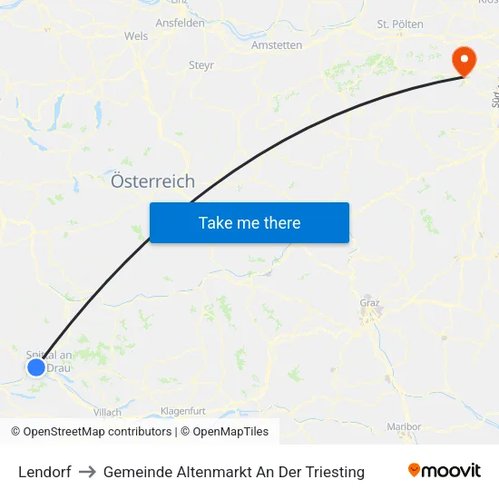 Lendorf to Gemeinde Altenmarkt An Der Triesting map