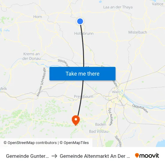 Gemeinde Guntersdorf to Gemeinde Altenmarkt An Der Triesting map
