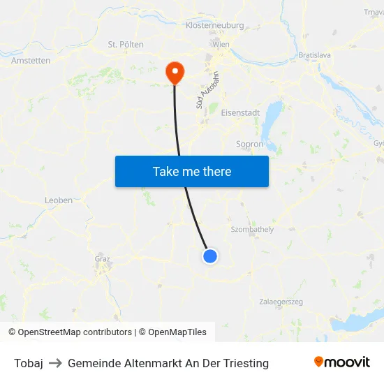Tobaj to Gemeinde Altenmarkt An Der Triesting map