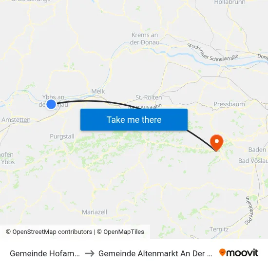 Gemeinde Hofamt Priel to Gemeinde Altenmarkt An Der Triesting map