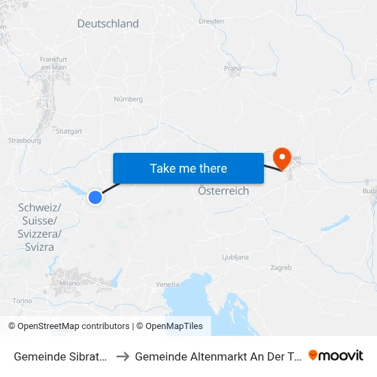 Gemeinde Sibratsgfäll to Gemeinde Altenmarkt An Der Triesting map