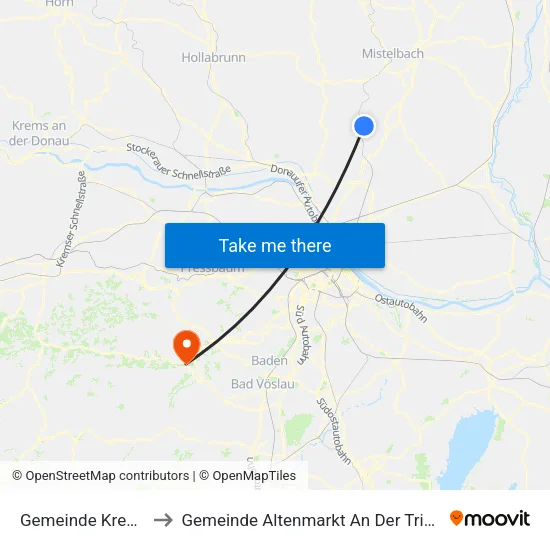 Gemeinde Kreuttal to Gemeinde Altenmarkt An Der Triesting map