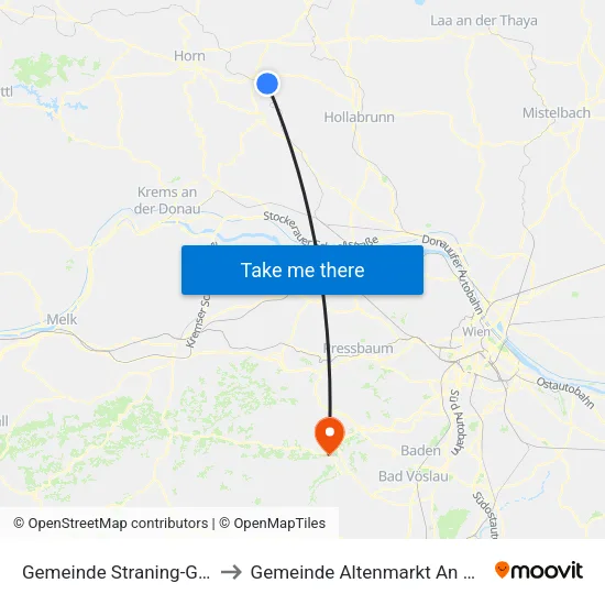 Gemeinde Straning-Grafenberg to Gemeinde Altenmarkt An Der Triesting map