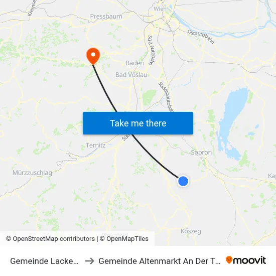 Gemeinde Lackendorf to Gemeinde Altenmarkt An Der Triesting map