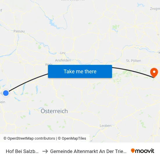 Hof Bei Salzburg to Gemeinde Altenmarkt An Der Triesting map