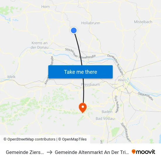 Gemeinde Ziersdorf to Gemeinde Altenmarkt An Der Triesting map