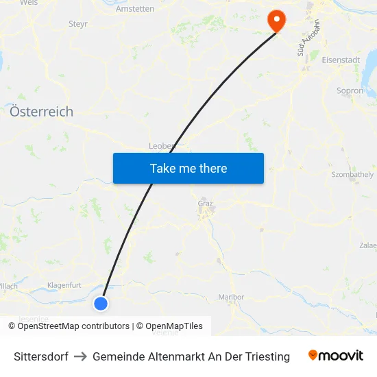 Sittersdorf to Gemeinde Altenmarkt An Der Triesting map