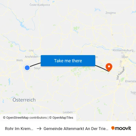 Rohr Im Kremstal to Gemeinde Altenmarkt An Der Triesting map