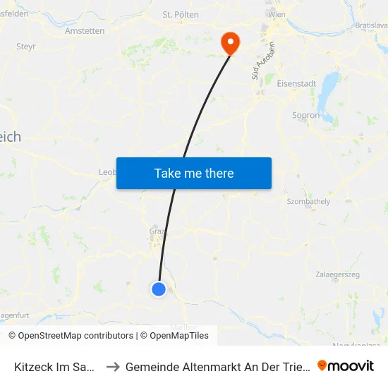 Kitzeck Im Sausal to Gemeinde Altenmarkt An Der Triesting map