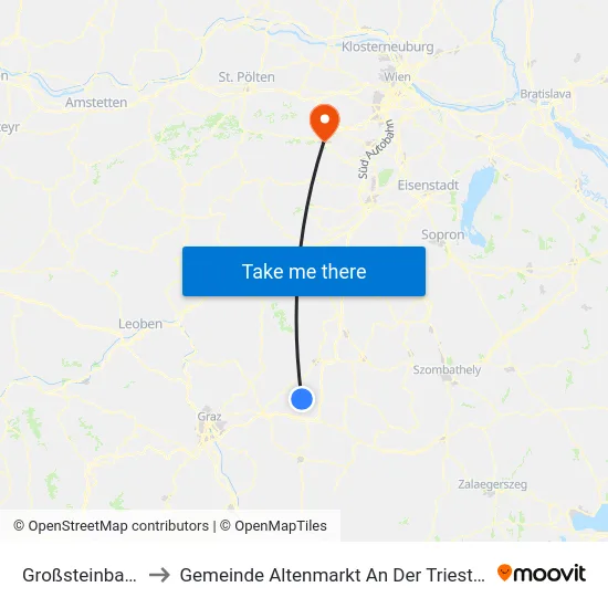 Großsteinbach to Gemeinde Altenmarkt An Der Triesting map