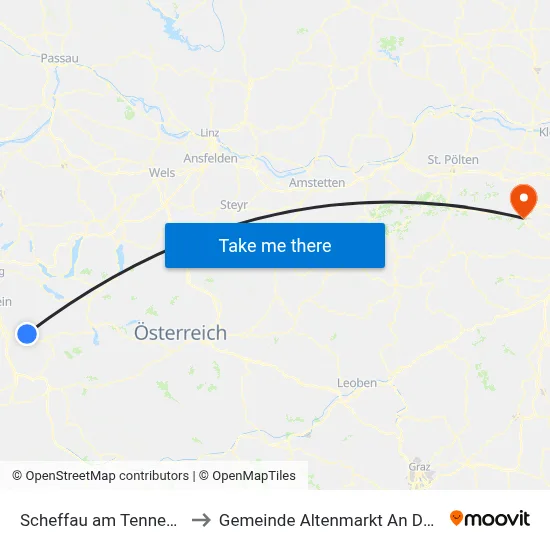 Scheffau am Tennengebirge to Gemeinde Altenmarkt An Der Triesting map