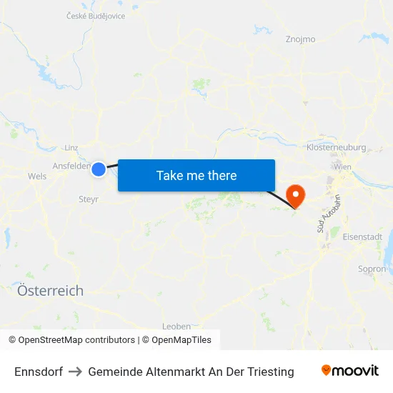 Ennsdorf to Gemeinde Altenmarkt An Der Triesting map