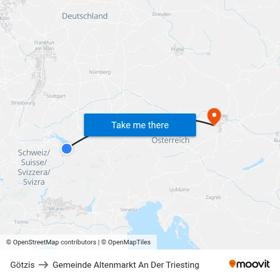 Götzis to Gemeinde Altenmarkt An Der Triesting map