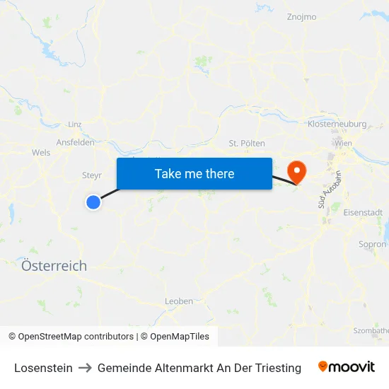 Losenstein to Gemeinde Altenmarkt An Der Triesting map