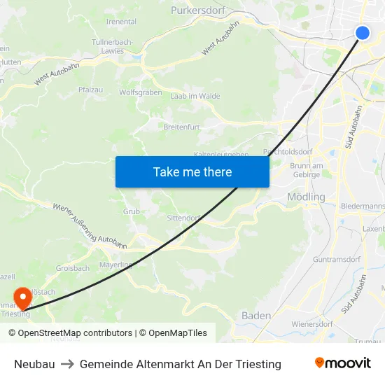 Neubau to Gemeinde Altenmarkt An Der Triesting map