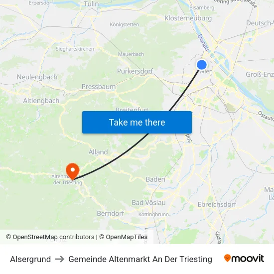 Alsergrund to Gemeinde Altenmarkt An Der Triesting map