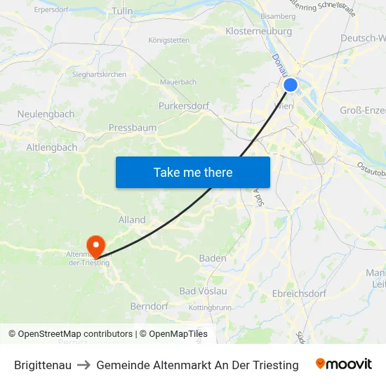 Brigittenau to Gemeinde Altenmarkt An Der Triesting map