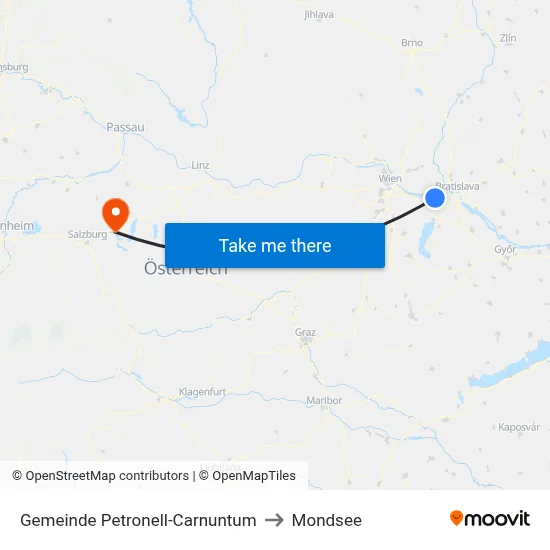 Gemeinde Petronell-Carnuntum to Mondsee map