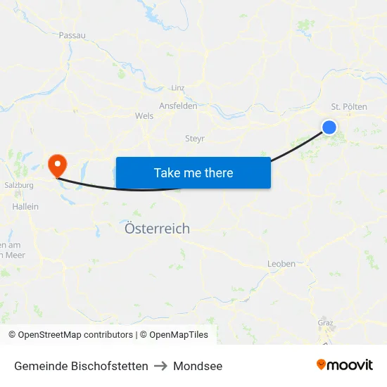 Gemeinde Bischofstetten to Mondsee map
