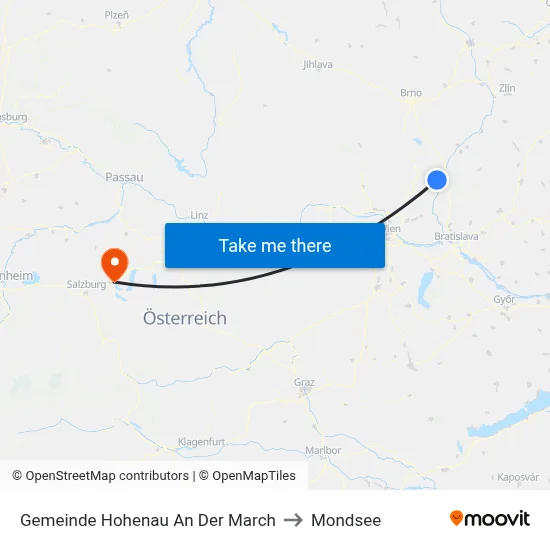 Gemeinde Hohenau An Der March to Mondsee map