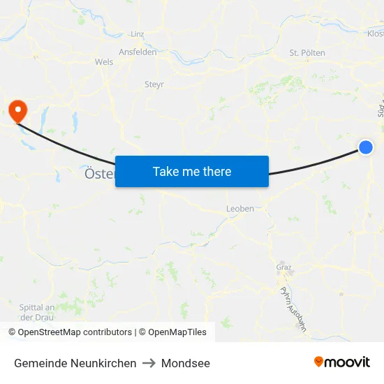Gemeinde Neunkirchen to Mondsee map
