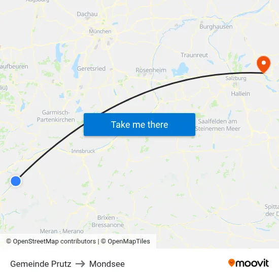 Gemeinde Prutz to Mondsee map