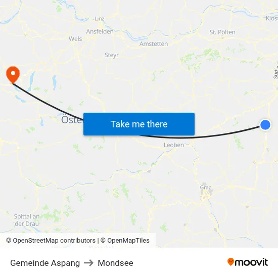 Gemeinde Aspang to Mondsee map
